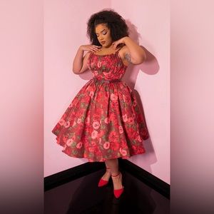 NWT Ingenue Dress in Chocolate Rose Print - Vixen by Micheline Pitt - Size:Large